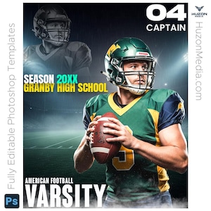 Football Reflection Poster Template, Senior Night Banner PSD, Sports Photography Editing, Photoshop Gameday Graphics, High School Football