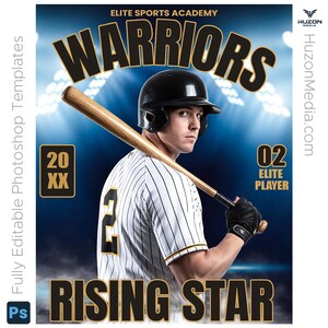 Photoshop Baseball Poster Vorlagen, benutzerdefinierte Baseballkarte, Senior Baseball Poster, Baseball Banner & Memory Mate, PSD Sportfotografie