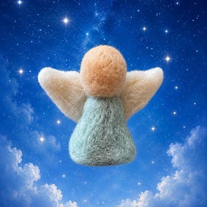 Handmade Needle-Felted Pocket Angel, Wool Guardian Ornament, Car Charm, Essential Oil Diffuser (2" Tall) Add to your angel collection