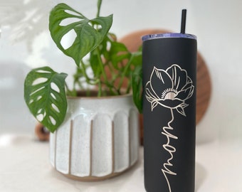 Mother's Day Tumbler Mom Floral Mother's Day Engraved Gift for Mom Gift Idea Cute Mom Travel Mug Tumbler Gift for Mother's Day Gift under 25