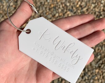 Citrus Twist Bag Tag Citrus Slice Design Monogrammed Plastic ID Tag w Leather Strap Travel Accessory Gift Personalized Luggage Tag