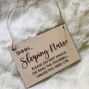 Sleeping Nurse Sign Nurse Door Hanger Night Nurse Sign Please Do Not Knock or Ring Doorbell Please Knock Sign Gift for Nurse under 20