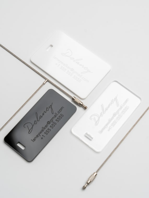 Engraved Luggage Tag with Contact Info Card