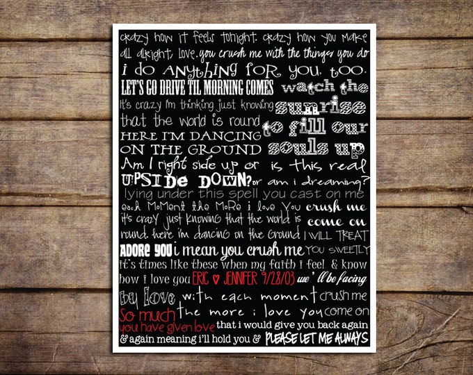 Custom Dave Matthews Band Crush Lyrics DMB Music Gift Etsy