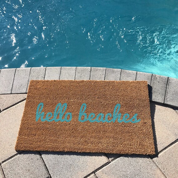 Hello Beaches Doormat Cute Doormat Beach Doormat Etsy