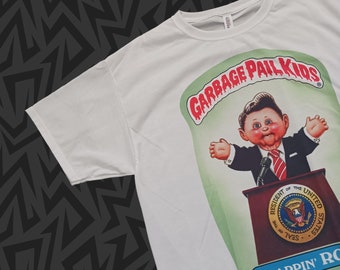 New Garbage Pail Kids T-Shirt RAPPIN' RON OS2 Series 2 46a GPK Card vintage cards Ronald Reagan Ronnie Ronny Pick Size Small - 2XL