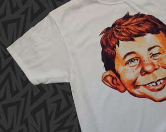 New T-Shirt MAD Magazine Alfred E. Neuman Head Print- Pick Size Small - 2XL