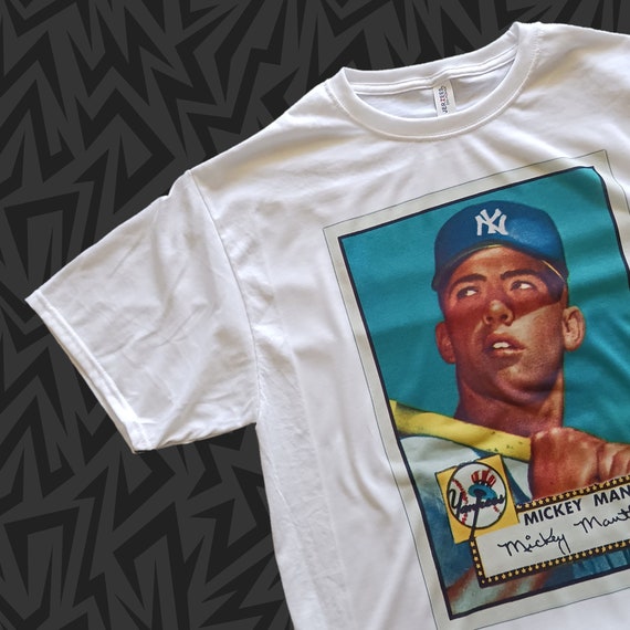 New MICKEY MANTLE Vintage ROOKIE Baseball Card T-shirt Tee 