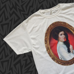 New Star Wars PRINCESS LEIA ORGANA T-Shirt Tee vintage Portrait with Blaster 70s 80s Small - 2XL