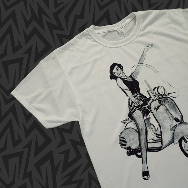 新作Tシャツ ヴィンテージ VESPA 広告イラスト モッズ スエード スキンヘッド ルードボーイ ランブレッタ ロンズデール S～2XL