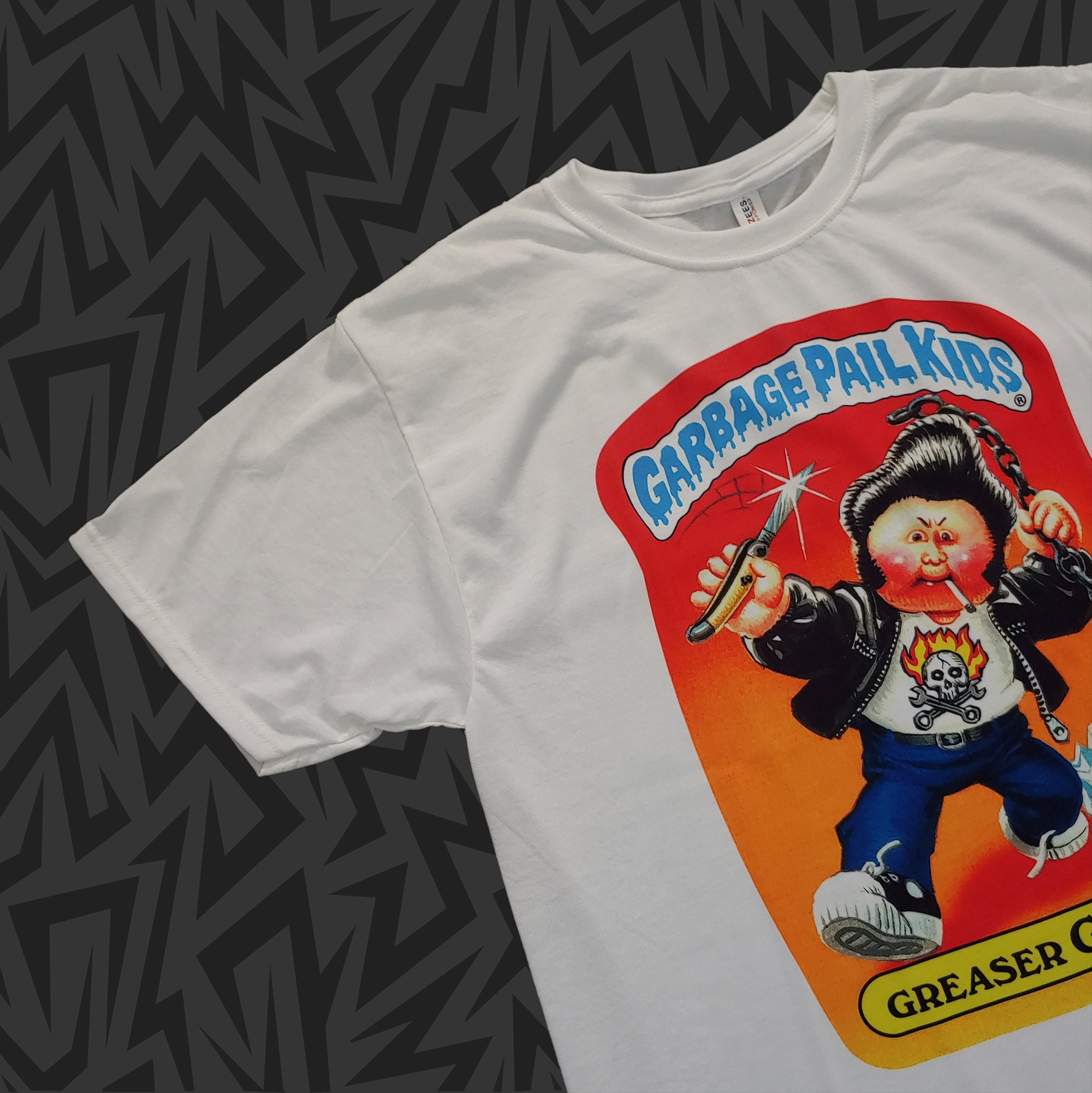 New Garbage Pail Kids T-shirt GREASER GREG 62a 1985 GPK Series 2