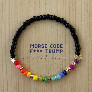F*** Trump Bracelet – Morse Code Bracelet with 14K Gold-Plated Stars and Accents