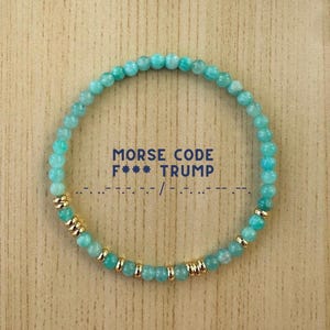 F*** Trump Bracelet – Morse Code Gemstone Beads with 14K Gold-Plated Accents