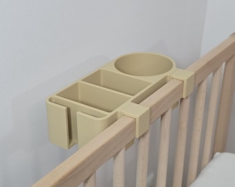 Organizer / Nachttisch / Ablage | Babybett Kinderbett Couch Kinderzimmer Schlafzimmer | Zum Aufstecken / Klemmen | Maßangefertigt | 3D-Druck