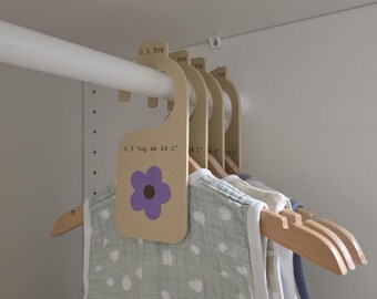 Kleidertrenner Größentrenner | Personalisierbar mit deinem Text z.B für Baby- und Kinderkleidung | Ordnung im Kleiderschrank | Blumen Design
