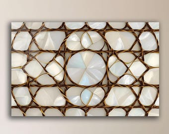 Quadro astratto moderno beige, decorazione geometrica di grande impatto per interni contemporanei.