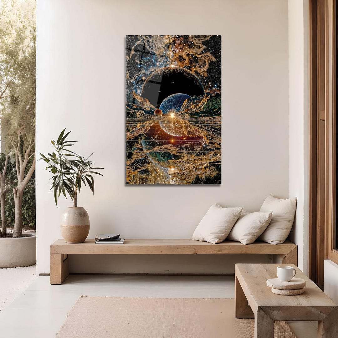Cosmic Space Glass Wall Art | Futuristic Modern Statement Decor - Etsy