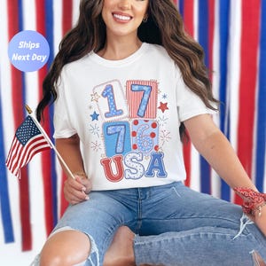 1776 USA 250th Anniversary T-Shirt | 4th of July Tee - Not actual Patchwork - style only