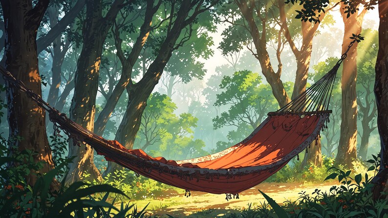 Lofi Forest Hammock Anime Wallpaper Pack | Desktop Art (4K Digital ...
