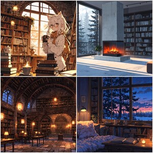 Cozy Winter Library Desktop Wallpapers | Warm Academia Bundle (Digital Download)