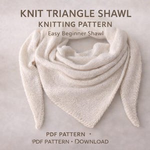 Triangle Shawl Knitting Pattern | Bactus Scarf Pattern PDF | Decorative Edge Knit Shawl | Easy Knit Tutorial