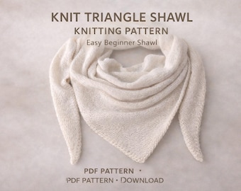 Triangle Scarf Knitting Pattern | Bactus Scarf Pattern PDF | Decorative Edge Knit Shawl | Easy Knit Tutorial