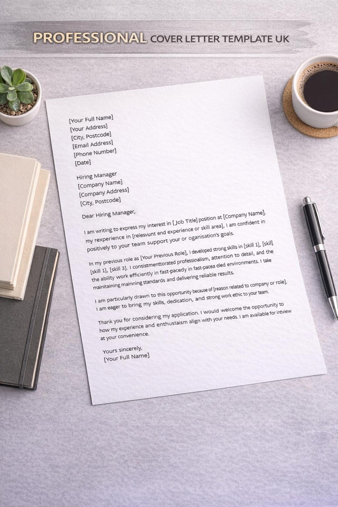 Professional Cover Letter Template UK | Editable in Word | Job ...