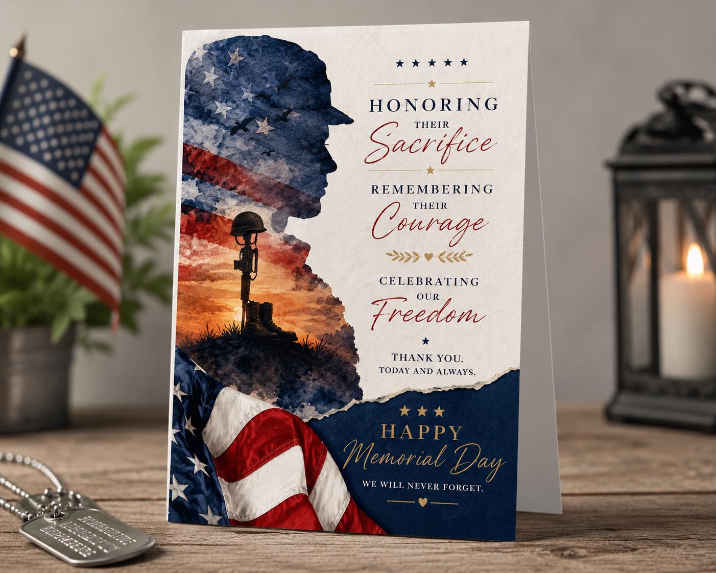 Patriotic Memorial Day Card | Watercolor Soldier Tribute (digital ...