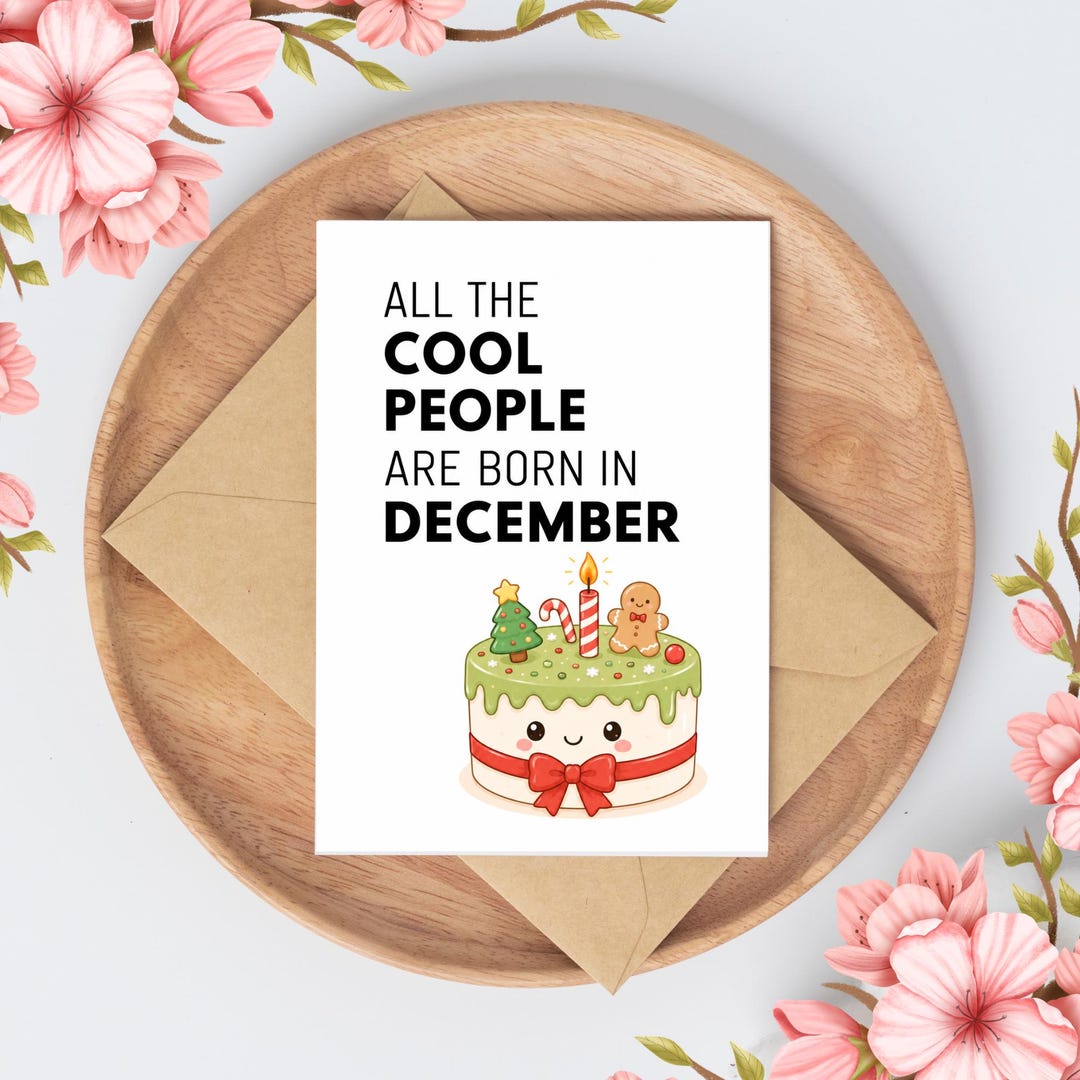 Funny December Birthday Card, Cake Illustration (digital Download) - Etsy