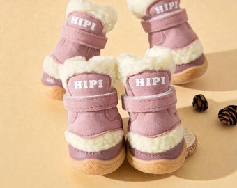 Botas impermeables con forro polar para perros: protector antideslizante para patas de perros pequeños