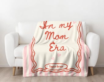 In My Mom Era Blanket Personalized, Coquette Bow Mom Blanket, Custom Name Mom Gift, Pink Aesthetic Blanket, Mothers Day Gift, Girl Mom