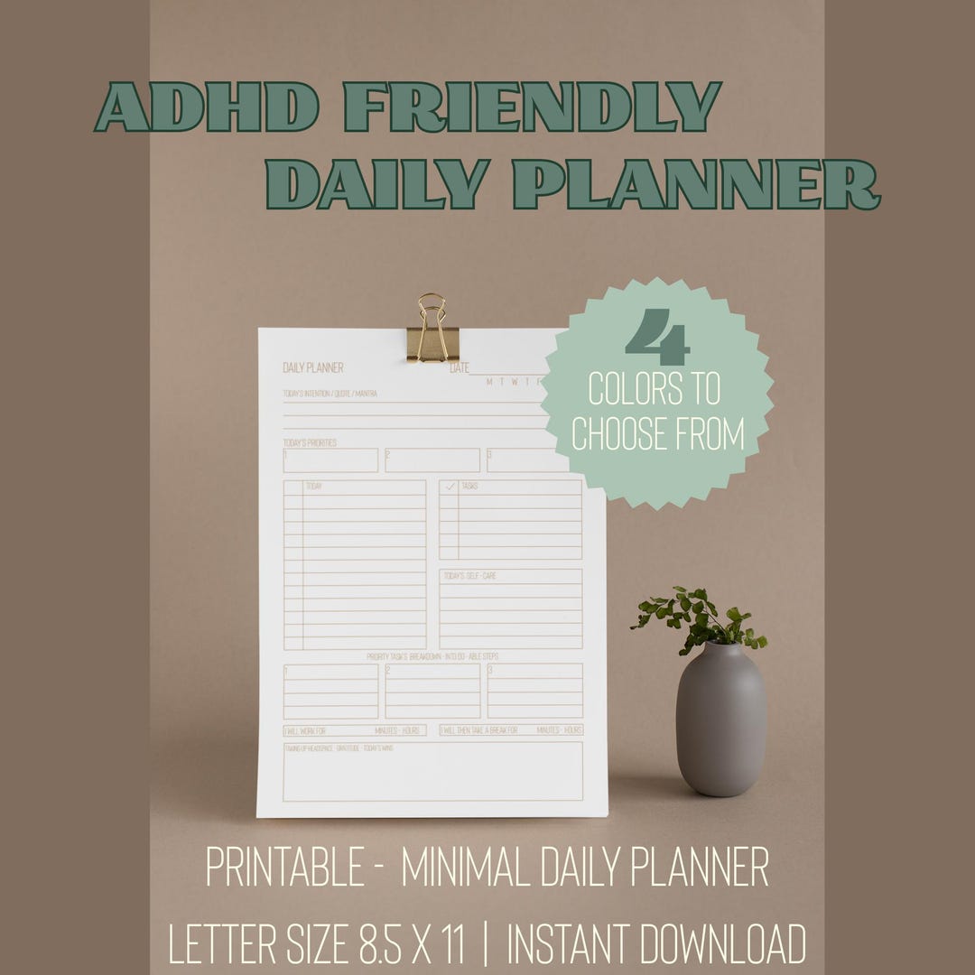 ADHD Friendly Daily Planner | Mindful, Minimalist Design (digital ...