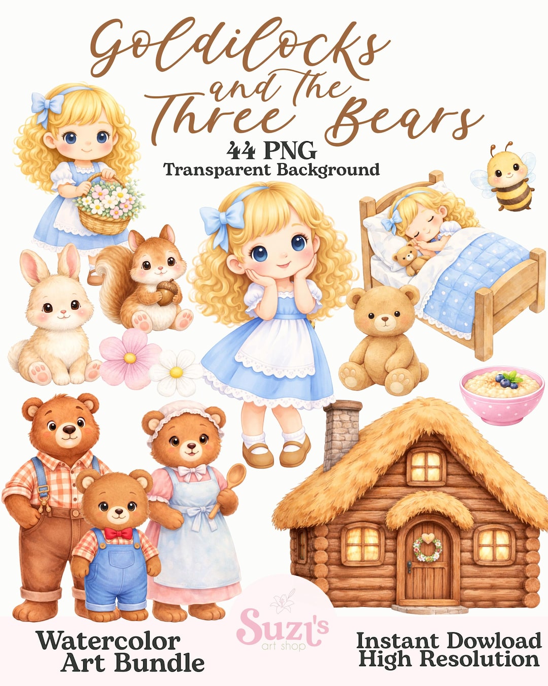 Goldilocks and the Three Bears Clipart PNG, Fairy Tale Clipart ...