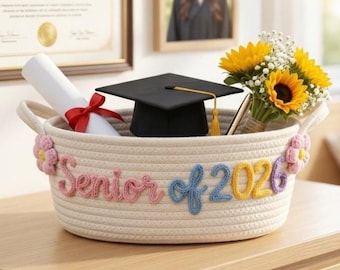 Cesta de graduación personalizada, cesta de graduación para graduados de 2026, regalo de graduación para ella, cesta personalizada para profesores, regalo de agradecimiento para profesores