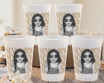 Vasos personalizados para fotos de graduación 2026, recuerdos personalizados para fiestas de graduación, vasos reutilizables esmerilados con foto, vasos de graduación con nombre personalizado.