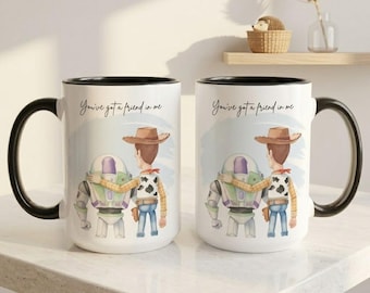 Toy Story Ceramic Coffee Cup, Pixar Disney Nursery Cup, Buzz Lightyear and Woody Matching Cup, You've Got a Friend in Me Mug