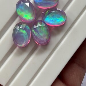 Aurora opal oval rosecut 10x14mm/ aurora opal gemstone/ oval flat back rosecut/ loose stone for jewellery making/ ring pandant supply