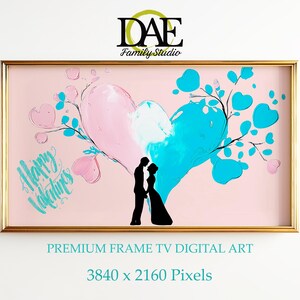 Floral Herz Kunst für Samsung Frame TV - Romantisches Paar Silhouette Valentinstag Wandkunst (Digitaler Download) - DAE