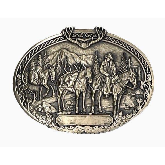 Brass Belt Buckle Cowboy Trail Rider Western ADM Brass Belt Buckle