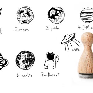 astronatics Tiny rubber stamp, rubberstamps for students, physics rubberstamps for young scientists, planets rubber stamps, aerospace design