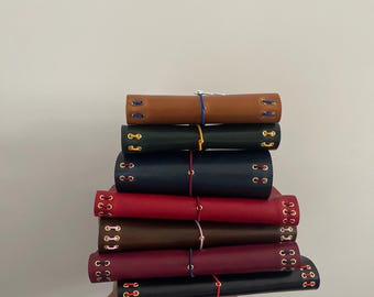 Handmade Personalized A5 B6 Trifold Vegetable Tanned Leather Journal Cover, Refillable Traveler’s Journal