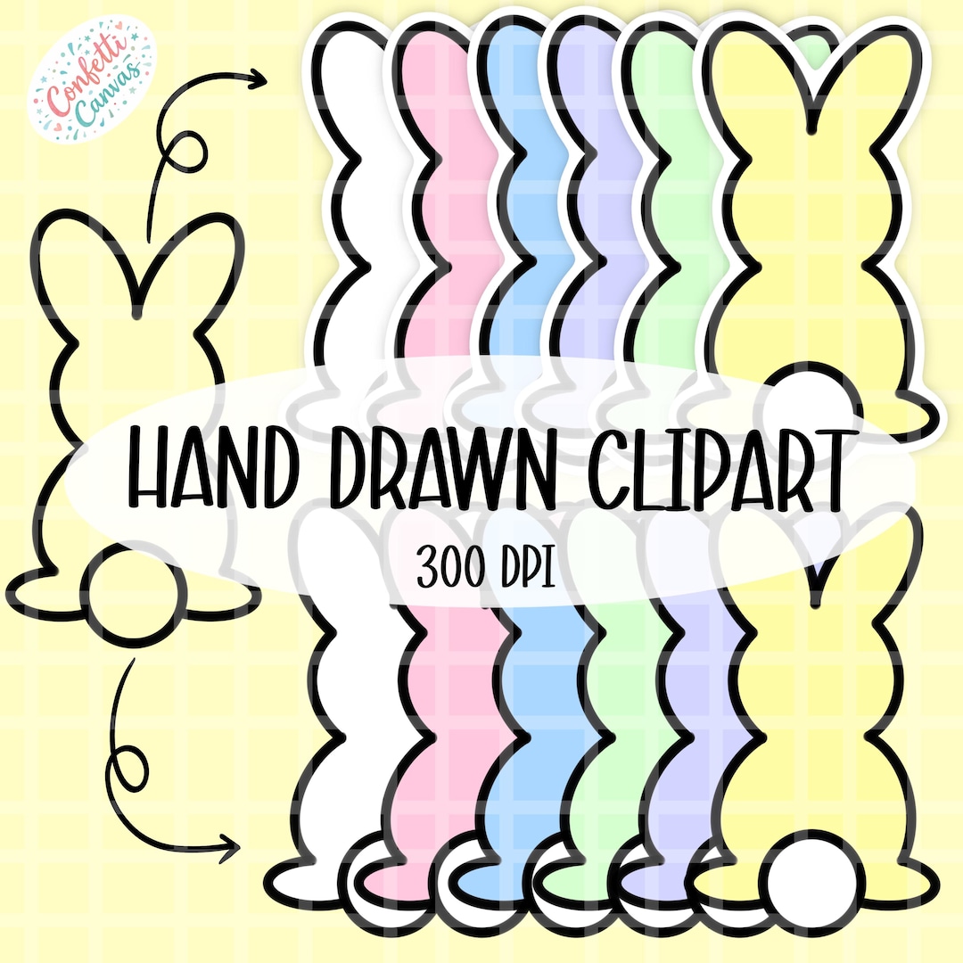 Bunny Clip Art Set | Hand Drawn Easter Bunny PNG | Cute Spring Clipart ...
