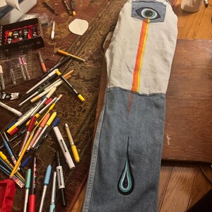 Red Eyes and Tears Handpainted Denim (S) image 6