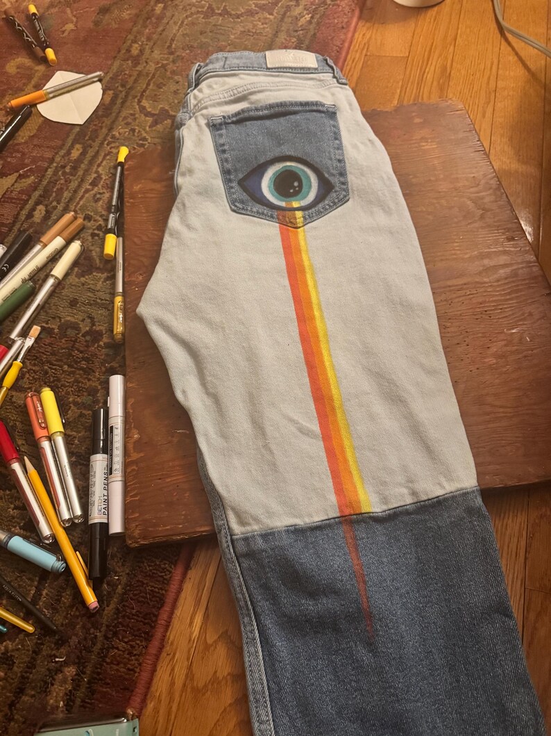 Red Eyes and Tears Handpainted Denim (S) image 5