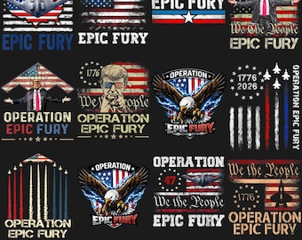 Operation Epic Fury SVG PNG Bundle, Patriotic Jet Graphic 12 Designs Military Digital Download
