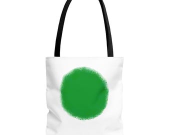 Green Paint Circle Tote Bag | Minimal Abstract Art