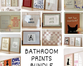 Set di oltre 25 stampe per il bagno con citazioni divertenti e colorate, animali, ideali per la toilette, il bagno e i servizi igienici. Poster da parete scaricabili.