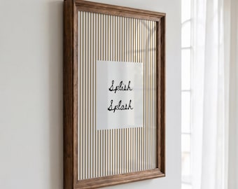Splish Splash Bathroom Wall Art, Neutral Striped Bathroom Decor, Minimalist Bath Print, Beige Shower Room Poster Wall Decor Download