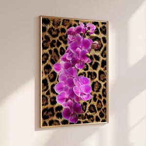 Leopard Wild Flower Orchid Pink Violet Wall Art Print Cheetah Digital Download