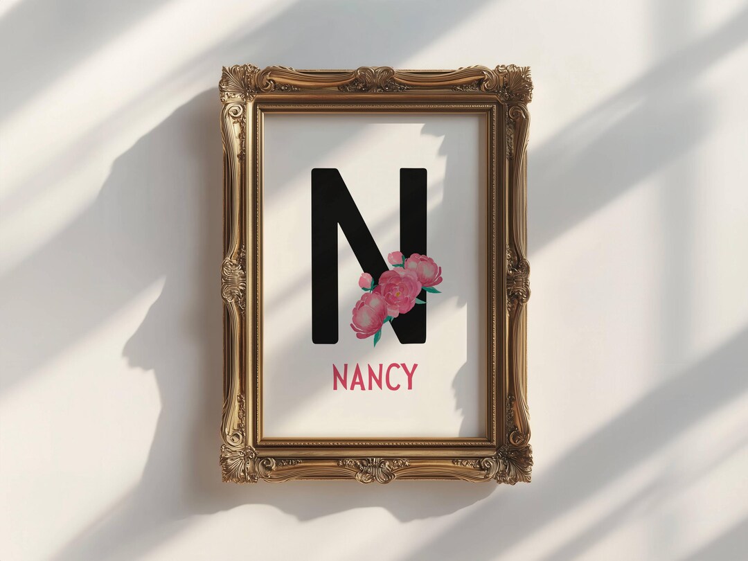 Custom Initial Nursery Print – Floral Nursery Personalized Name Decor ...